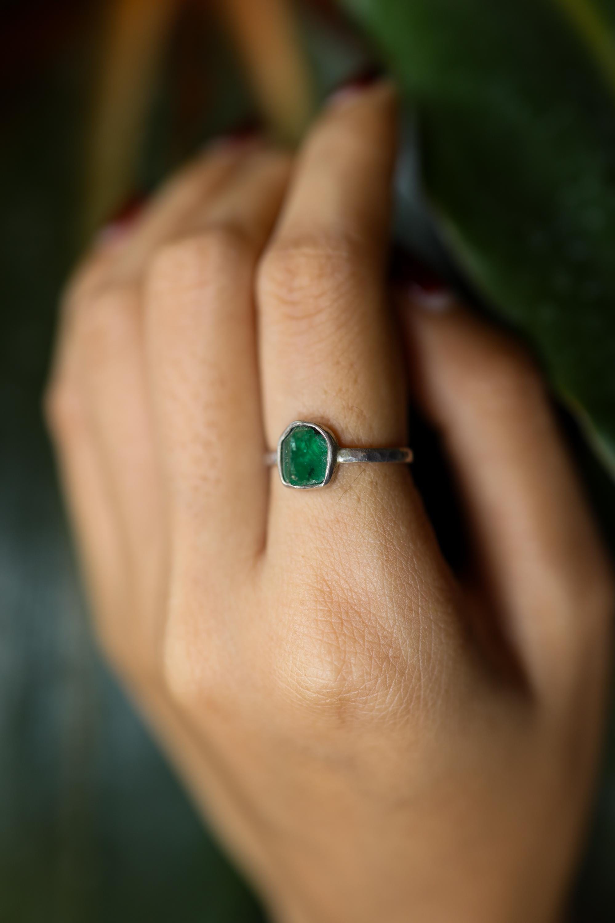 Emerald Ring 925 Sterling Silver Handmade May Birthstone Heart Chakra Aries Taurus Gemini Libra Jewelry Gift