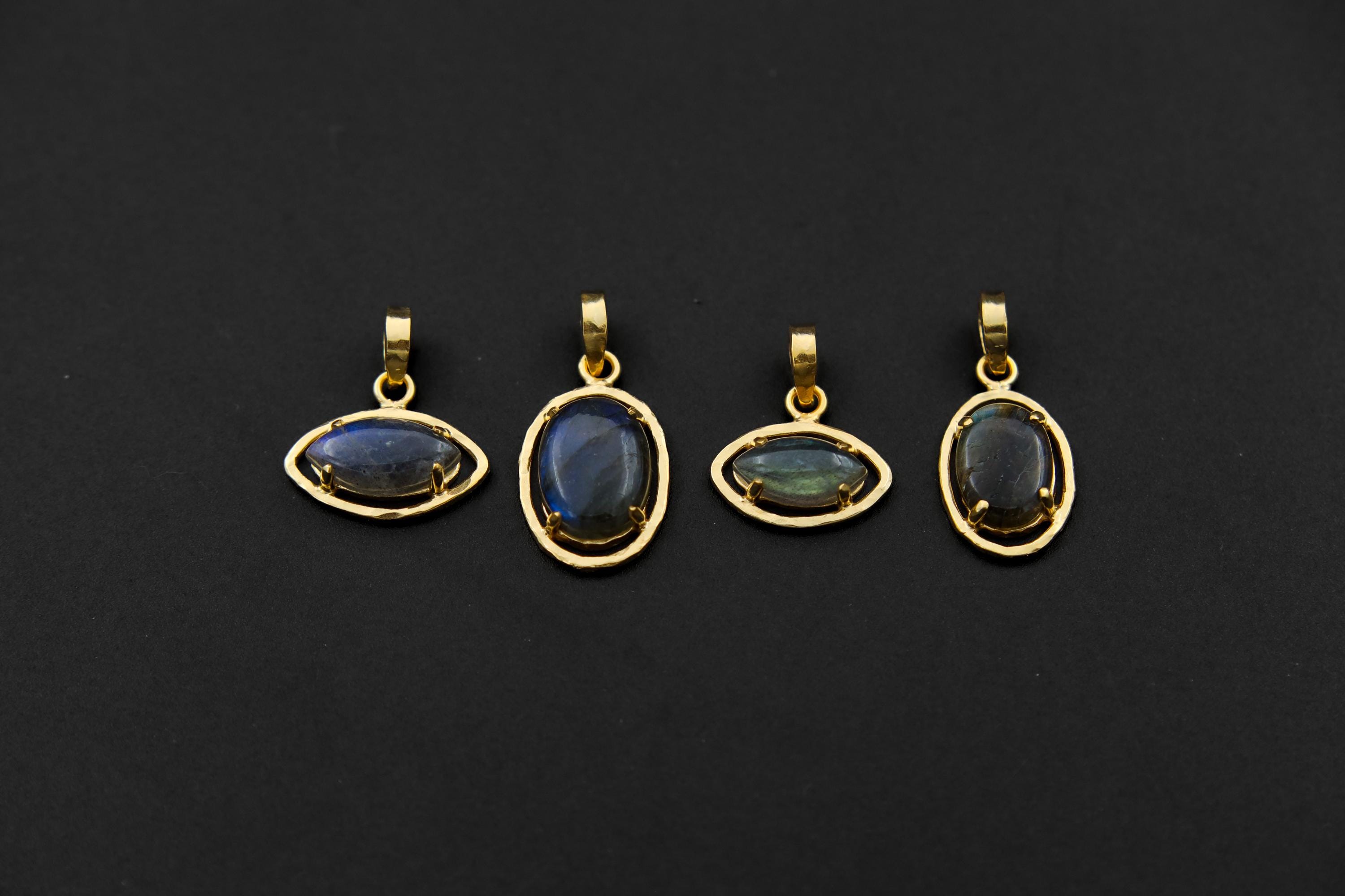 Madagascan Labradorite Pendant: 18k Gold Plated Sterling Silver, Third Eye Chakra