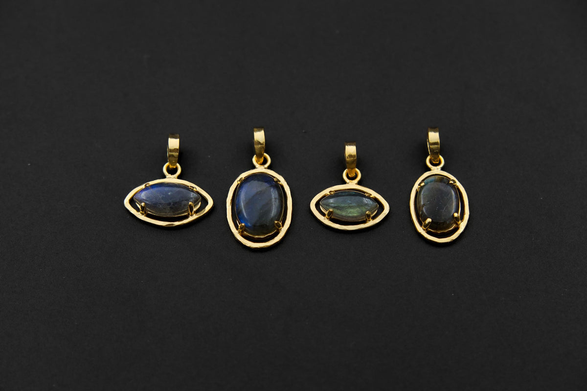 Madagascan Labradorite Pendant: 18k Gold Plated Sterling Silver, Third Eye Chakra