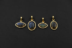 Madagascan Labradorite Pendant: 18k Gold Plated Sterling Silver, Third Eye Chakra