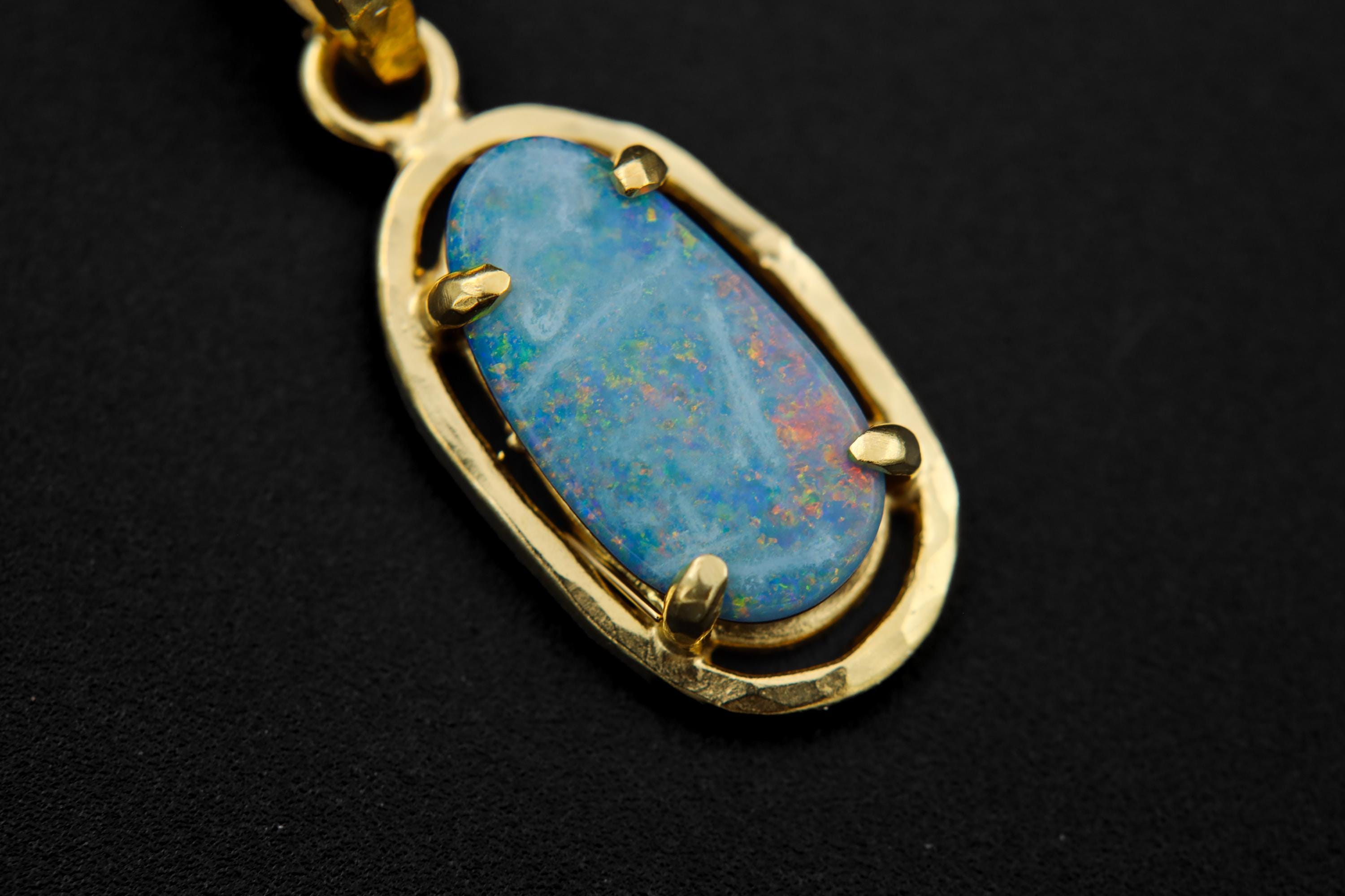 Lightning Ridge Opal Doublet Pendant 925 Silver 18k Gold Plated Oval Frame Crown Chakra October Gift