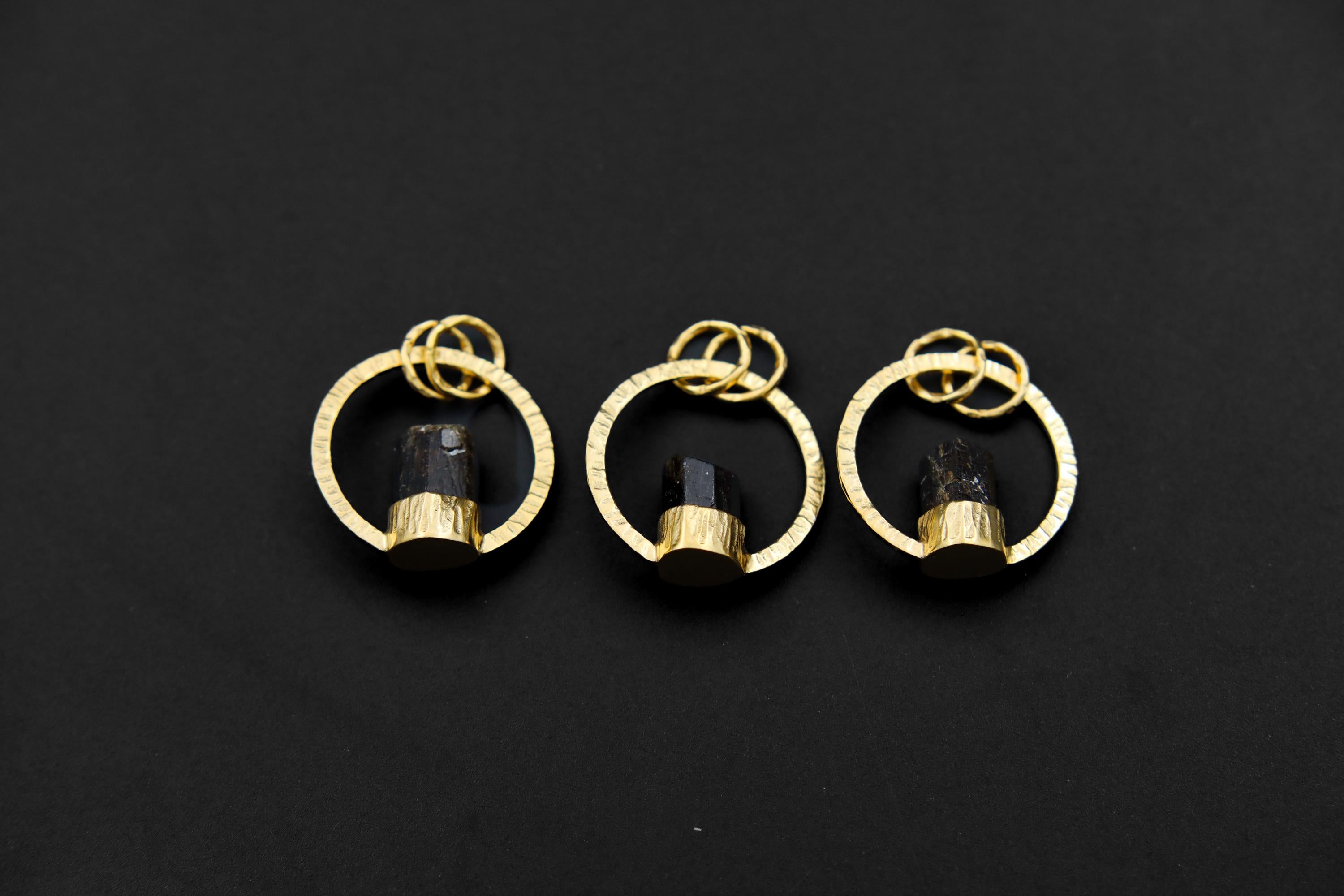 Gem Grade Terminated Himalayan Tourmaline Pendant, Textured, 18k Gold Plated Sterling Silver, Heart Chakra, Libra/Virgo, Unique Gift