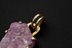 Natural Indian Ruby with Record Keepers, 18k Gold-Plated Sterling Silver, Raw Ruby & Mica Inclusion, Crystal Necklace, Unique Gift