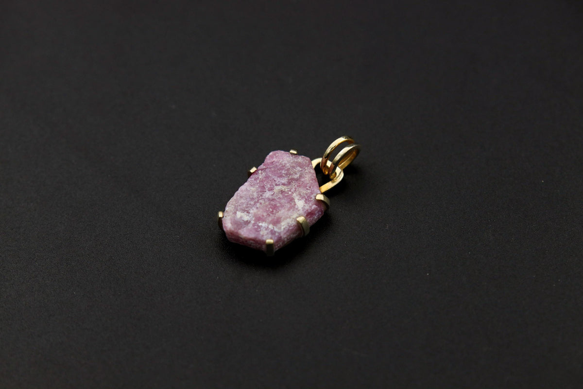 Natural Indian Ruby with Record Keepers, 18k Gold-Plated Sterling Silver, Raw Ruby & Mica Inclusion, Crystal Necklace, Unique Gift