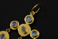 Blue Moonstone & Ethiopian Opal Pendant: 18K Gold-Plated Sterling Silver