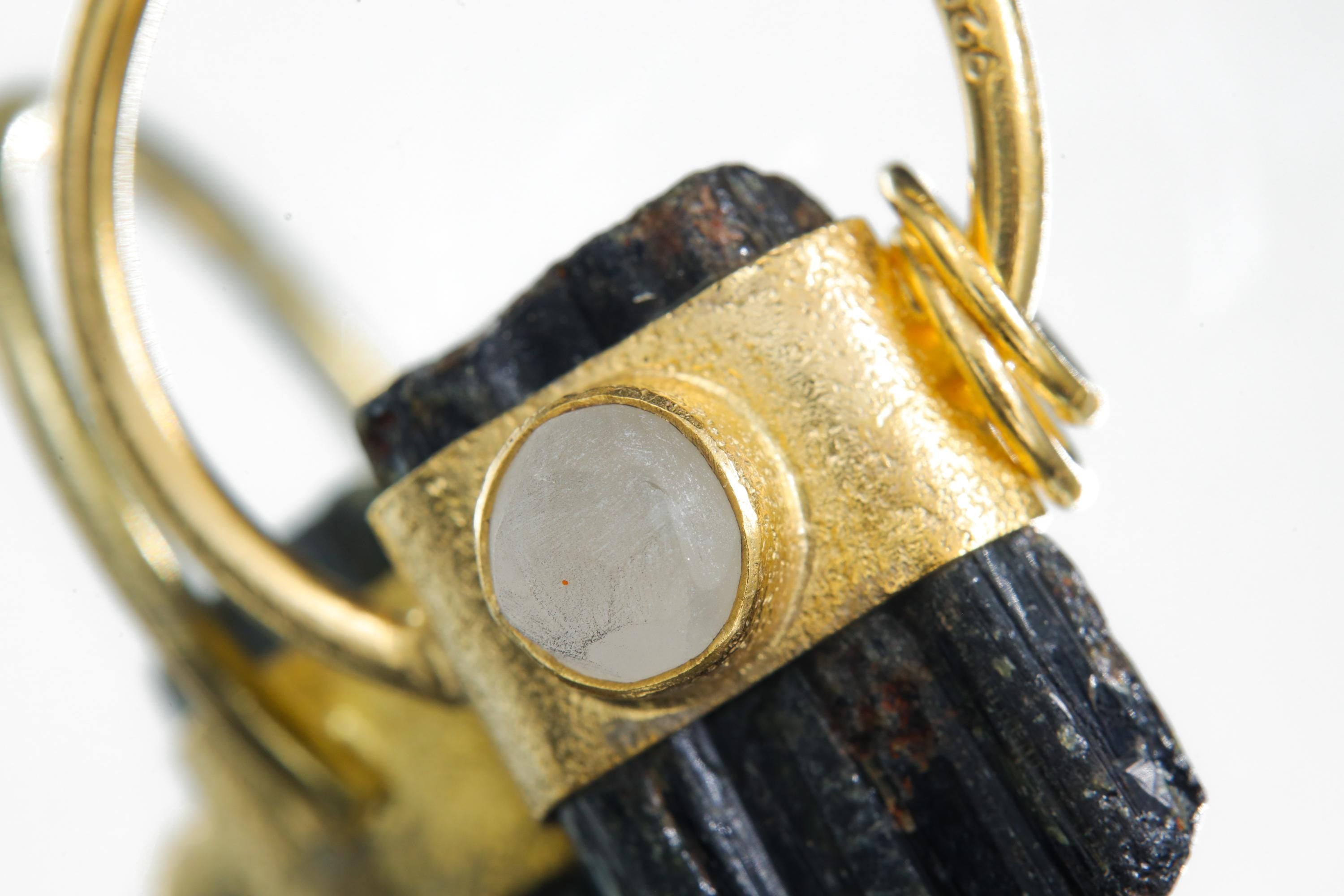 Green Tourmaline Moonstone Pendant 925 Silver 18k Gold Plated Halo Necklace Heart Crown Chakra Gift