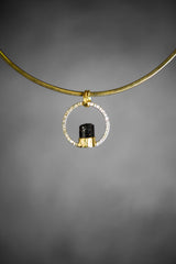 Gem Grade Terminated Himalayan Tourmaline Pendant, Textured, 18k Gold Plated Sterling Silver, Heart Chakra, Libra/Virgo, Unique Gift