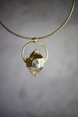 Citrine Quartz & Turquoise Pendant: 18K Gold Plated Sterling Silver
