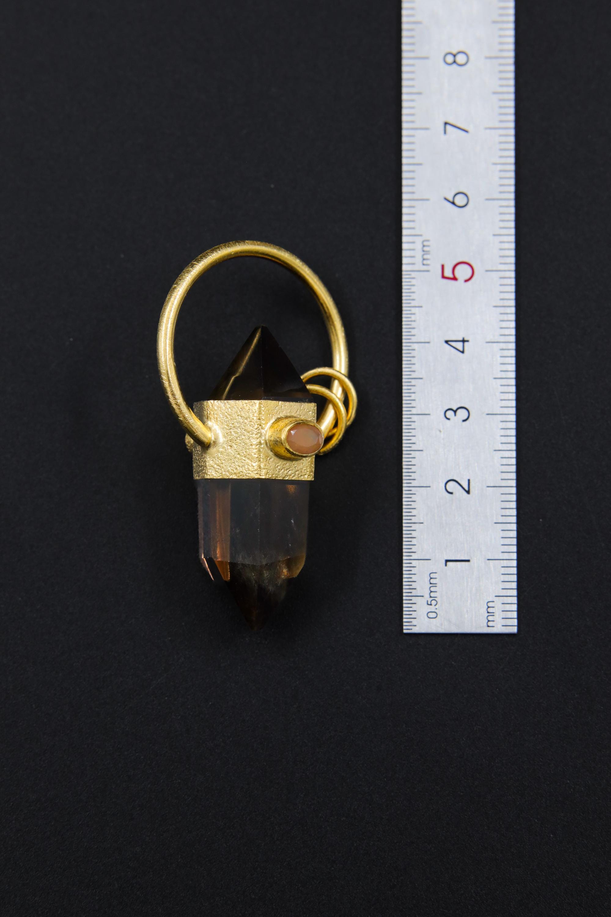Citrine & Ethiopian Opal Pendant: 18K Gold-Plated Sterling Silver, Sagittarius Zodiac