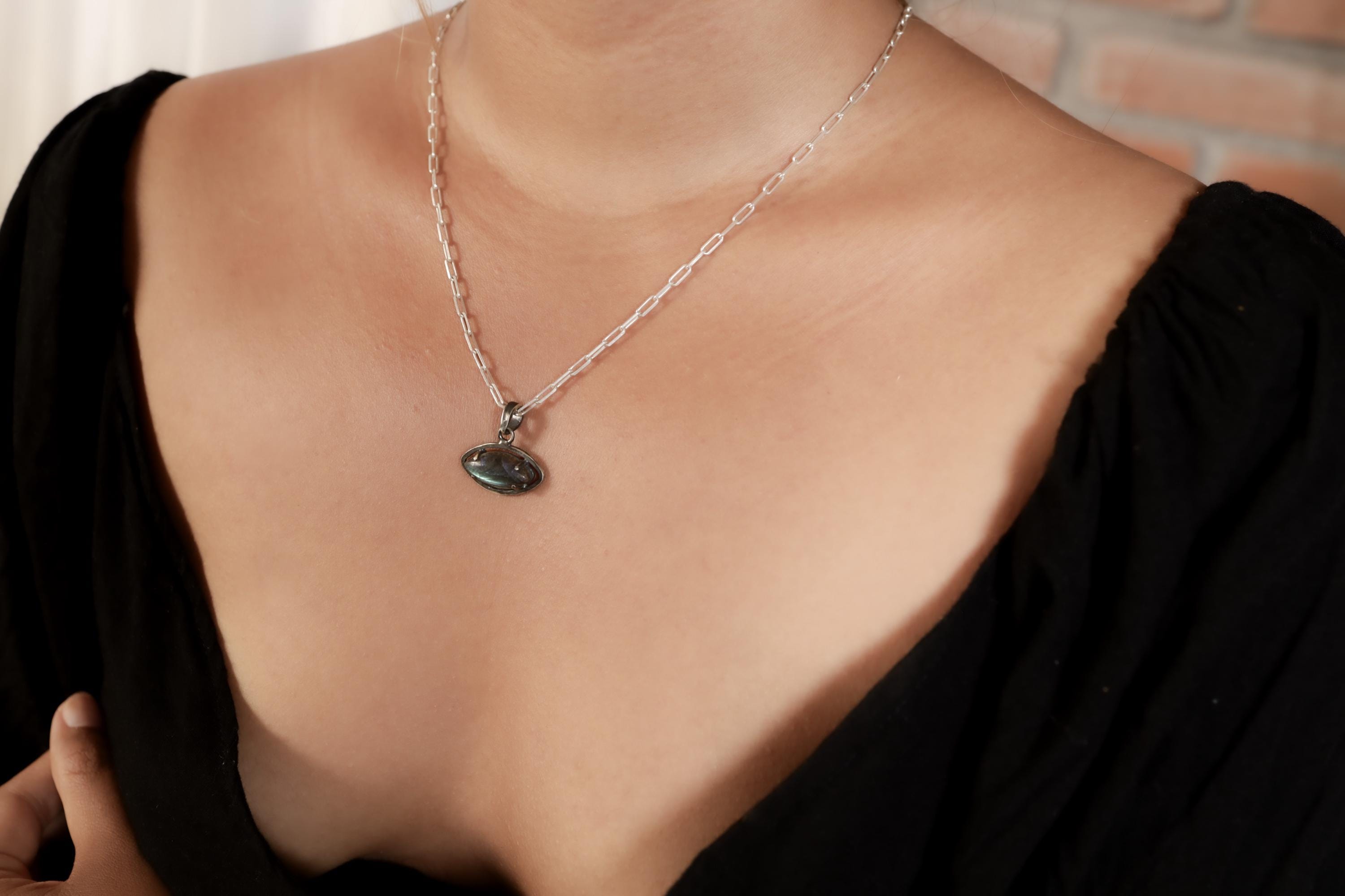 Madagascan Labradorite Pendant: Oxidized Sterling Silver, Hammered Claw Setting
