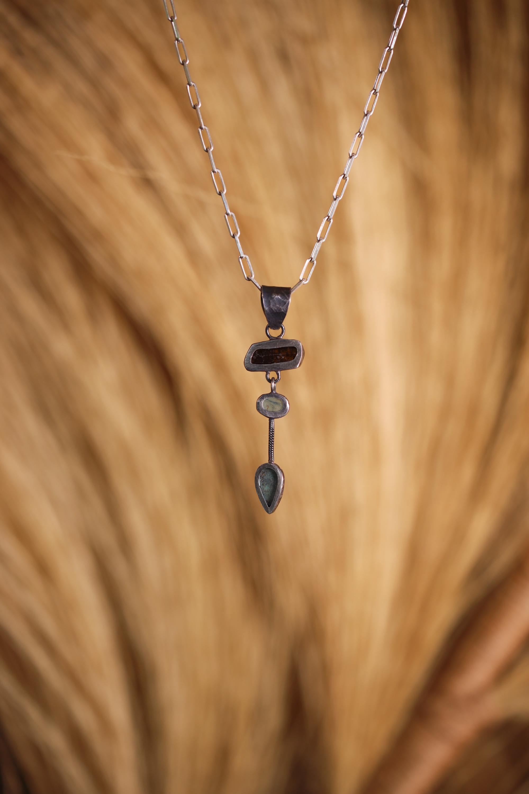 Opal Aquamarine Necklace: Sterling Silver, Cancer Scorpio Zodiac