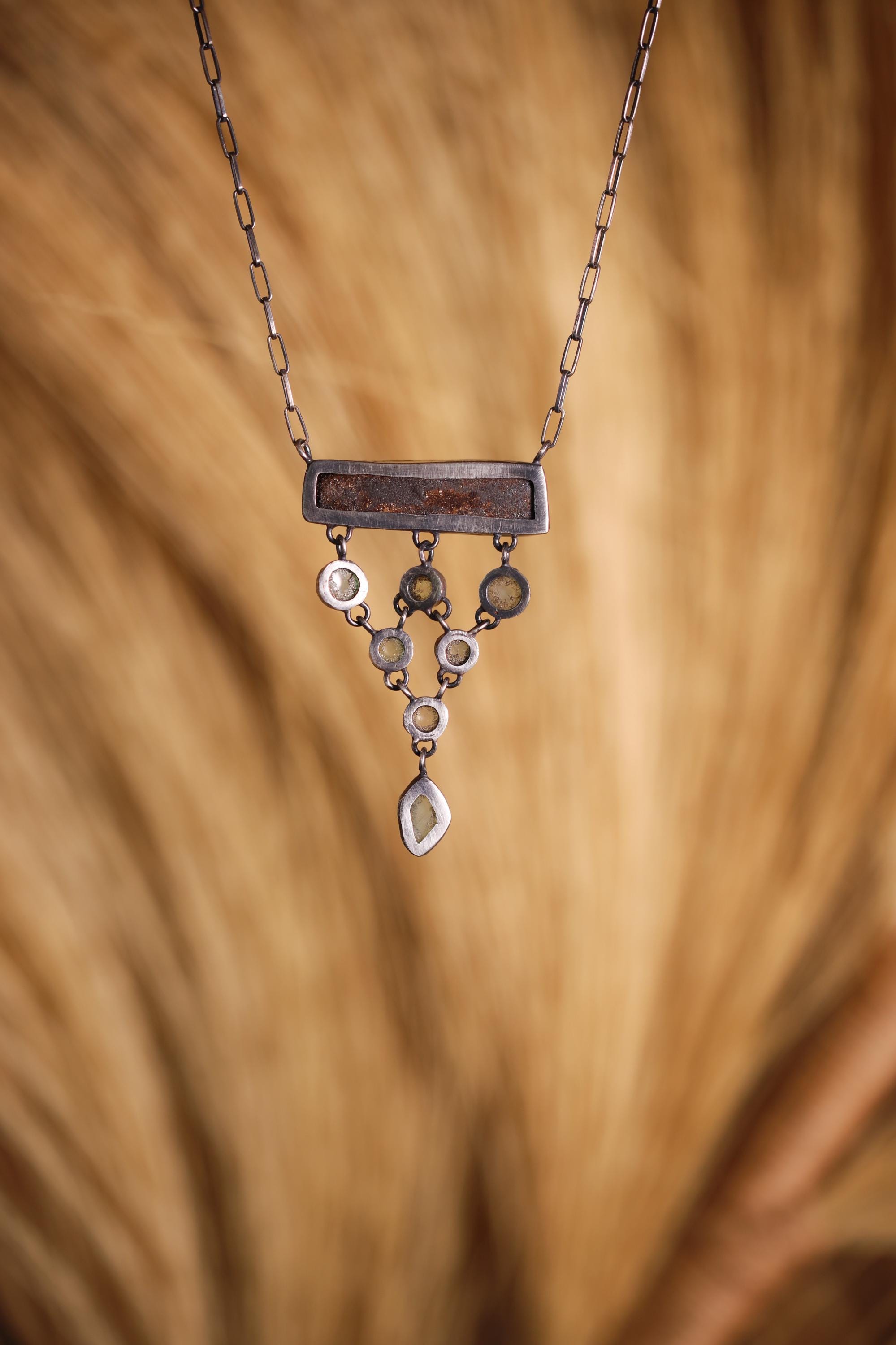 Opal Aquamarine Apatite Necklace: Sterling Silver Gemstone Pendant
