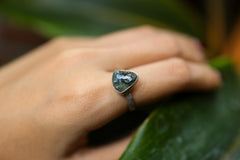 Raw Blue Tourmaline - 925 Sterling Silver WAS GOLD PLATED - Size 6