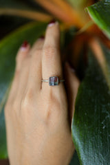 Size US 5 2/3 - Blue Cap Raw Watermelon Tourmaline - Fine 925 Sterling Silver Round Ring Band -