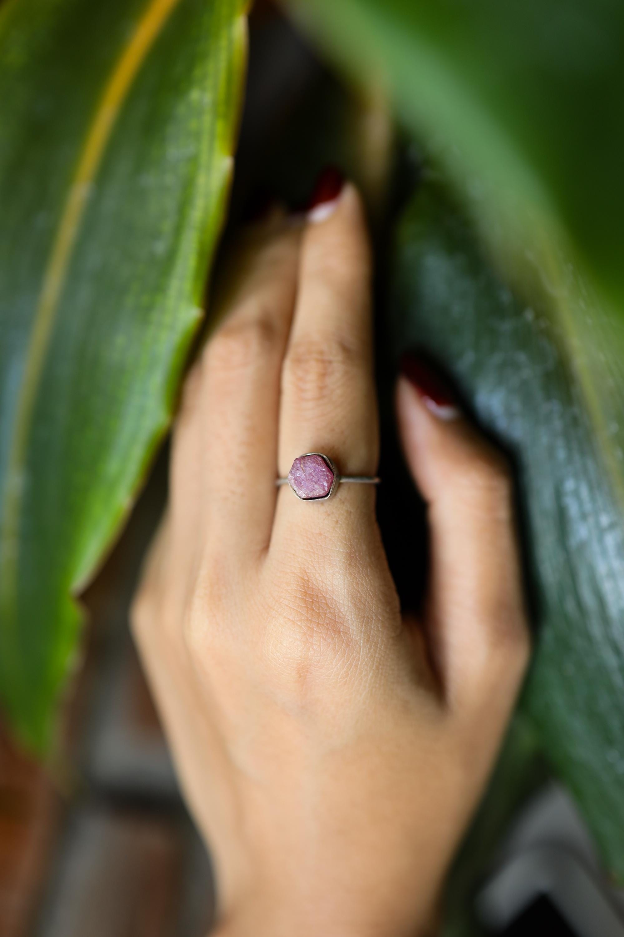 Raw Ruby - Fine 925 Sterling Silver - Size US 5