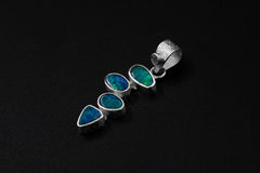 Round Faceted Zircon & Four Australian Opal Droplets Pendant, 925 Sterling Silver, Creativity and Self-Expression, Throat Chakra,Unique Gift