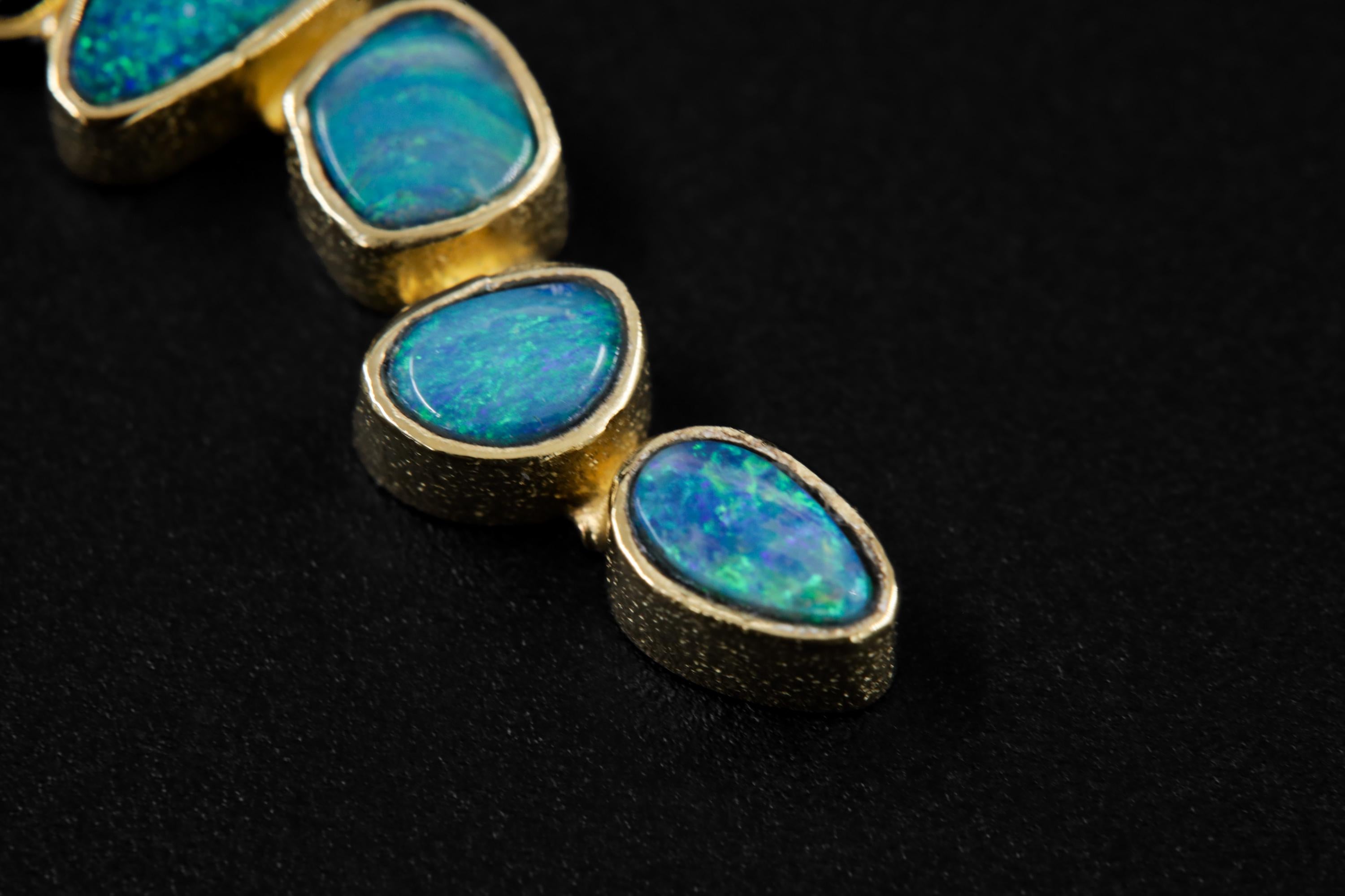 Brilliant Cut Zircon, Australian Opal Droplet Pendant, Sterling Silver, Gold Plated 18k, Healing Energy & Personal Power Crown Chakra Cancer