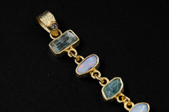 Radiant Zircon, Aquamarine, Australian Opal Doublet & Blue Moonstone Pendant, 18k Gold-Plated Sterling Silver, Unique Gift