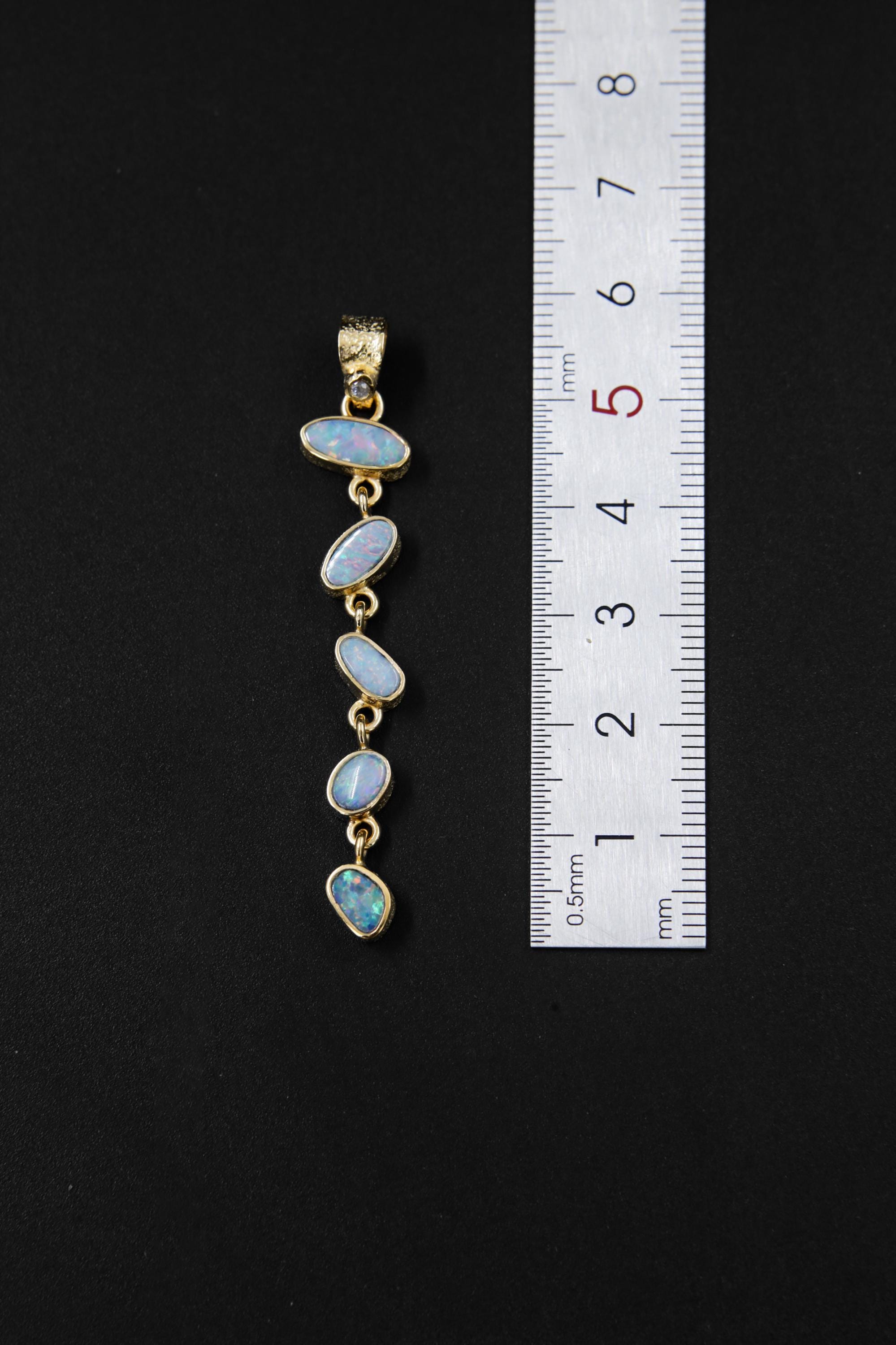 Stunning Faceted Zircon & Australian Opal Doublet Pendant, 18k Gold-Plated Sterling Silver, Crown Chakra, Libra Zodiac, Unique Gift