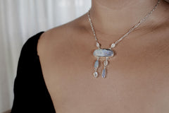 Australian Boulder Opal, Moonstone Pendant, Galactic Portal Opener Sterling Silver, Meditation, Imagination & Creativity Gift for a Dreamer