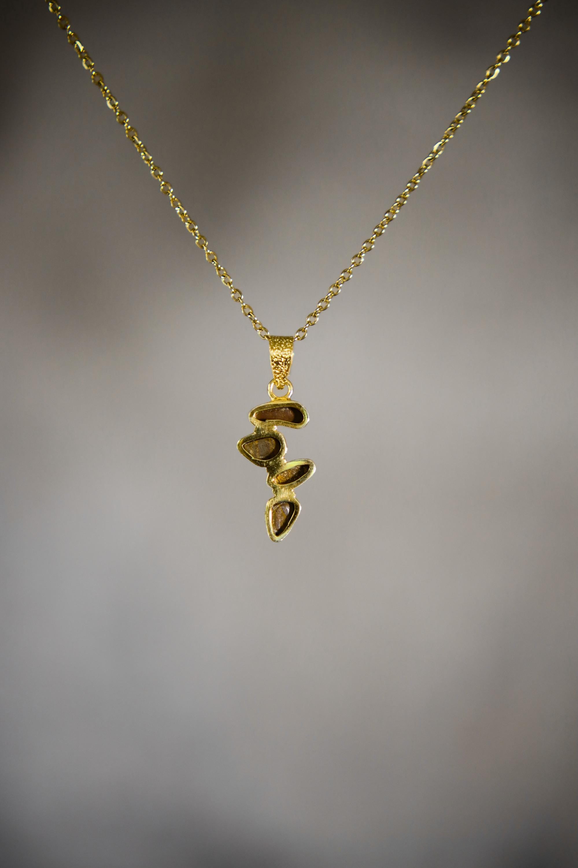 Australian Opal Droplet & Brilliant Cut Zircon Pendant, 18k Gold Plated, Chakra, Spiritual Energy Treasure, Leo Zodiac, Emotional Expression