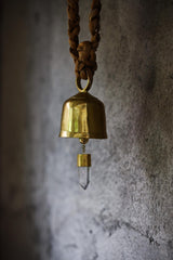 Clear Quartz Amplifier, Crystal-accented Hindu Prayer Bell, Bronze with 18k Gold Plating, Christmas tree, Spiritual Décor, Meditation Bell