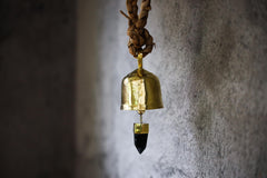 Hindu Prayer Bell, Crystal-accented Large Smoky Quartz Point, Bronze with 18k Gold Plating, Meditation & Spiritual, Christmas Decor