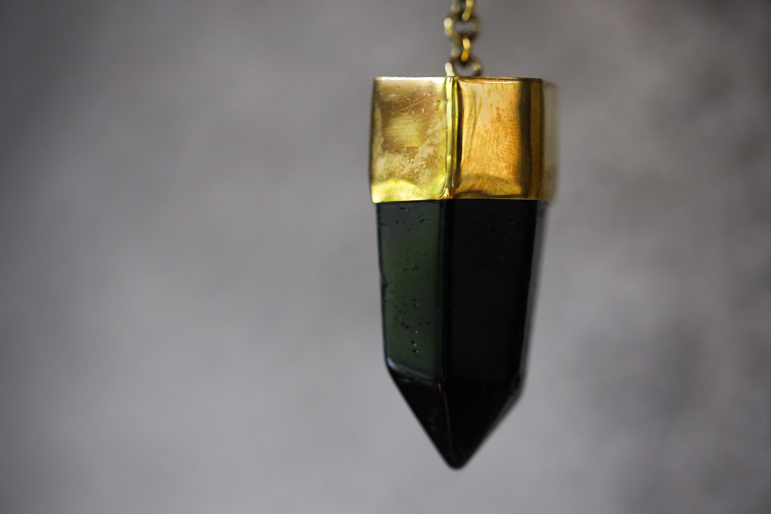 Hindu Prayer Bell, Crystal-accented Large Smoky Quartz Point, Bronze with 18k Gold Plating, Meditation & Spiritual, Christmas Decor