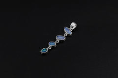 Sparkling Zircon and Australian Opal Pendant, Hand-Textured Sterling Silver, Crown Chakra, Libra Zodiac, Emotional Healing, Unique Gift