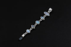 Australian Opal, Zircon, Blue Moonstone & Aquamarine Pendant, Sterling Silver, Enhances Intuition and Emotional Balance, Unique Gift
