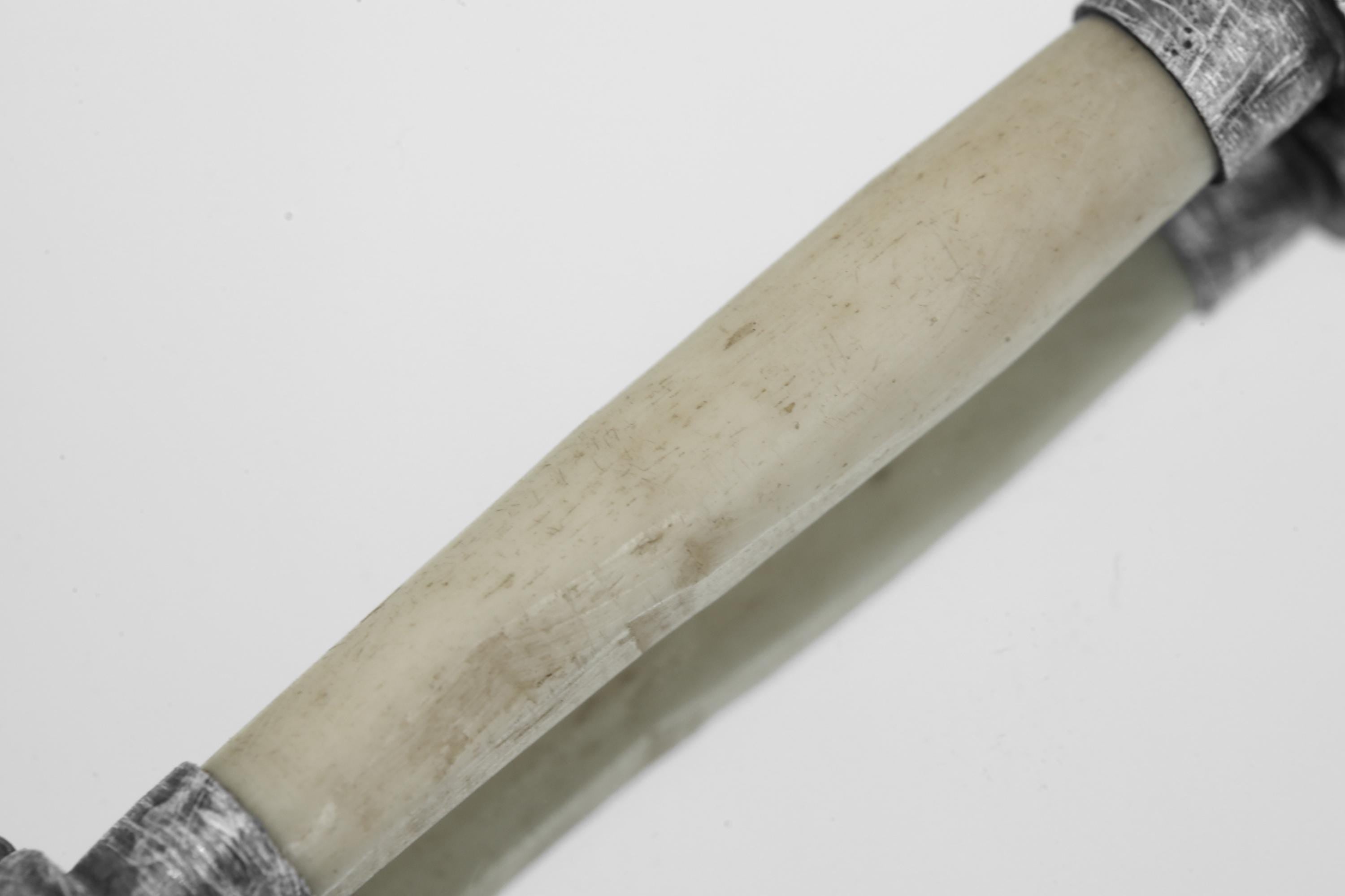 Black Tourmaline & Bone Pendant: Oxidized Sterling Silver, Root Chakra