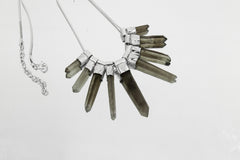 Smoky Citrine Quartz Stack Pendant Necklace: Sterling Silver, Australian Crystal