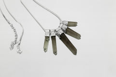Australian Smoky Citrine Phantom Quartz Stack Pendant, 3mm Snake Chain, Hammer Texture Sterling Silver Manifestation & Abundance Unique Gift