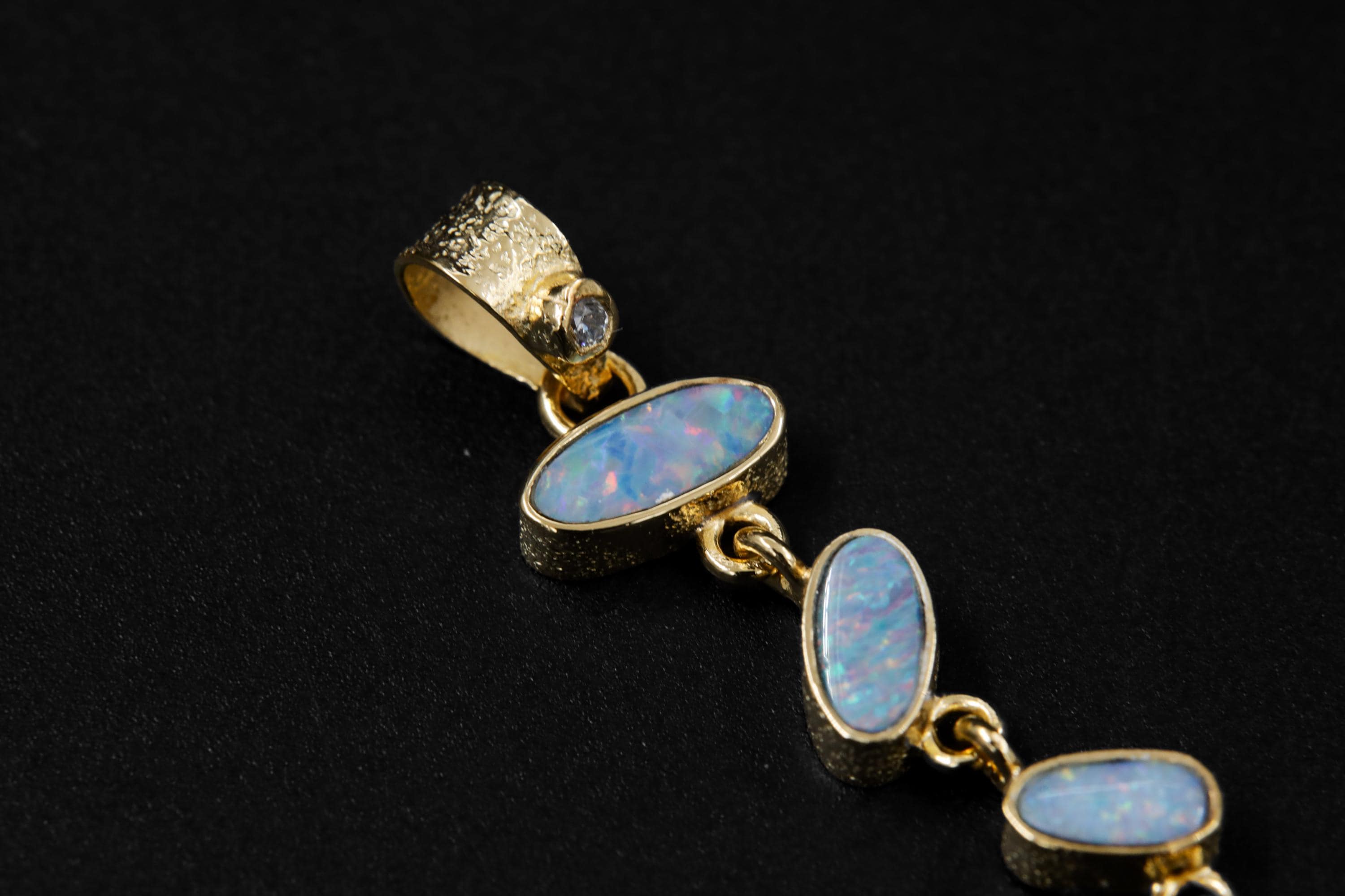 Australian Opal Doublet Necklace 925 Silver Gold Plated Faceted Zircon Pendant Creativity Clarity Gift