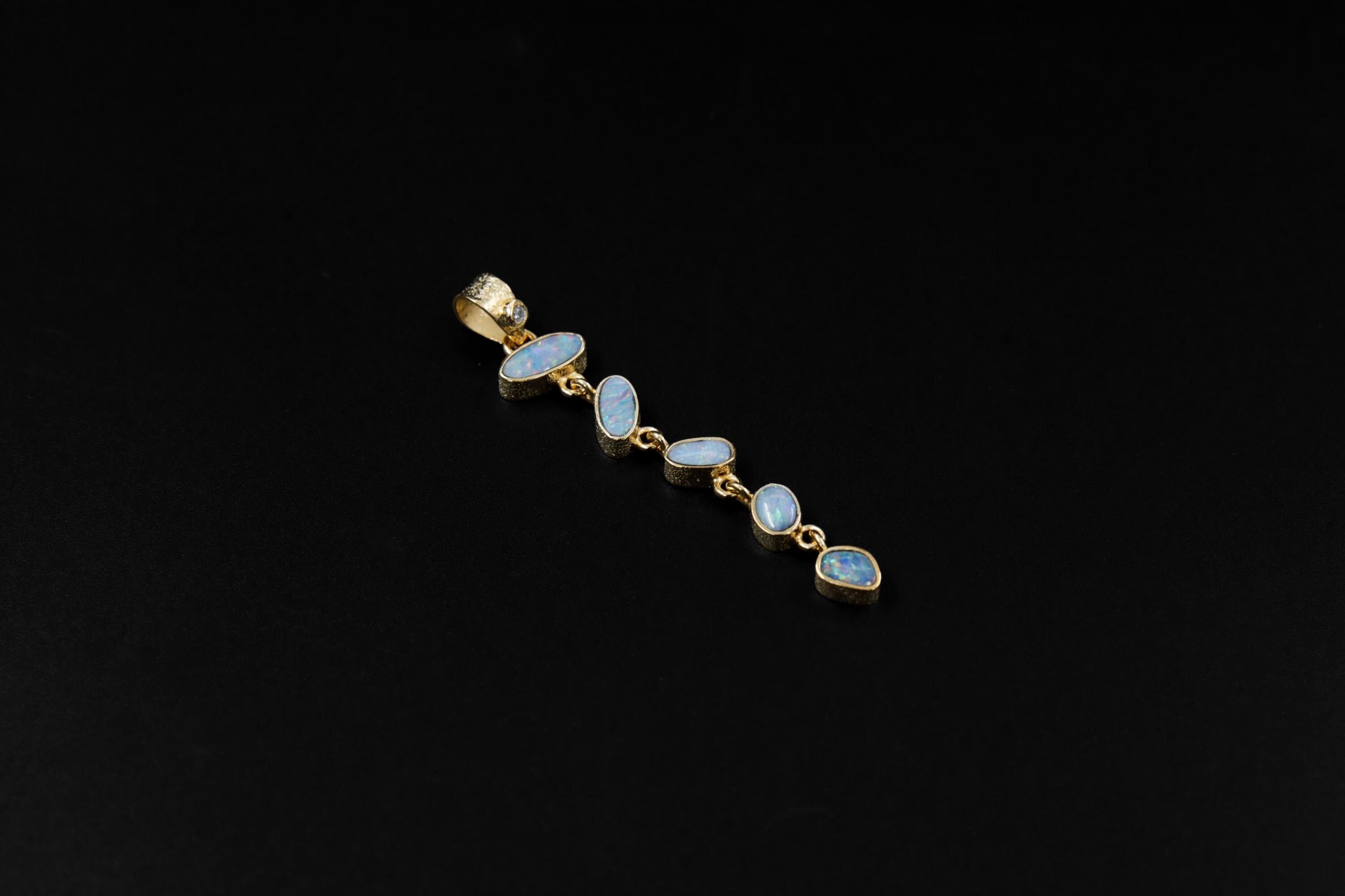 Stunning Faceted Zircon & Australian Opal Doublet Pendant, 18k Gold-Plated Sterling Silver, Crown Chakra, Libra Zodiac, Unique Gift