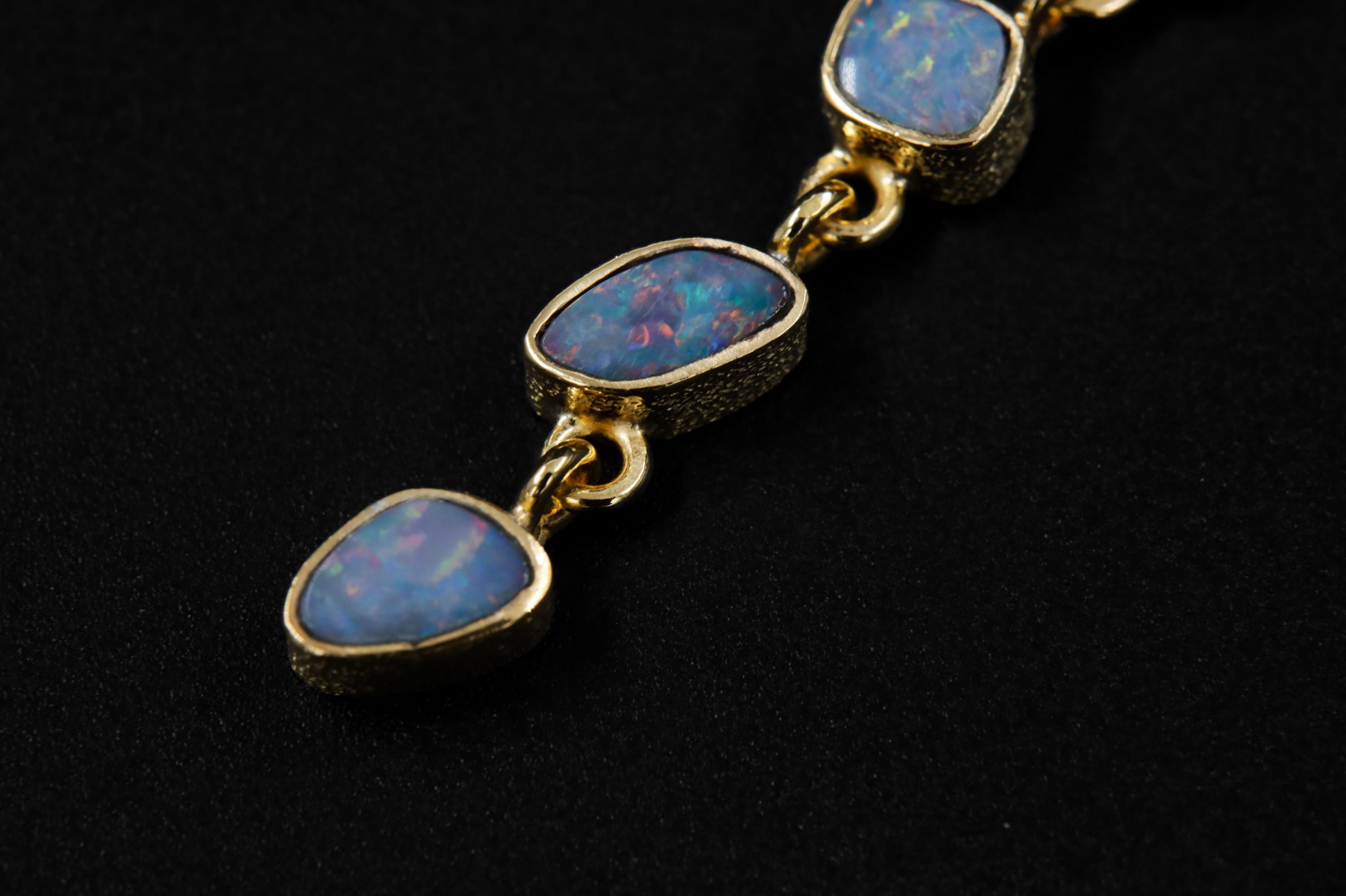 Australian Opal Pendant: 18k Gold-Plated Sterling Silver Zircon Necklace