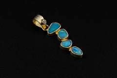 Brilliant Cut Zircon, Australian Opal Droplet Pendant, Sterling Silver, Gold Plated 18k, Healing Energy & Personal Power Crown Chakra Cancer