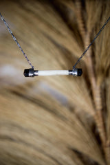 Black Tourmaline & Bone Pendant: Oxidized Sterling Silver, Root Chakra