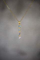 Round Shaped Zircon & Australian Opal Pendant, 18k Gold-Plated Sterling Silver, Bohemian Crystal Necklace, Spiritual Growth, Unique Gift