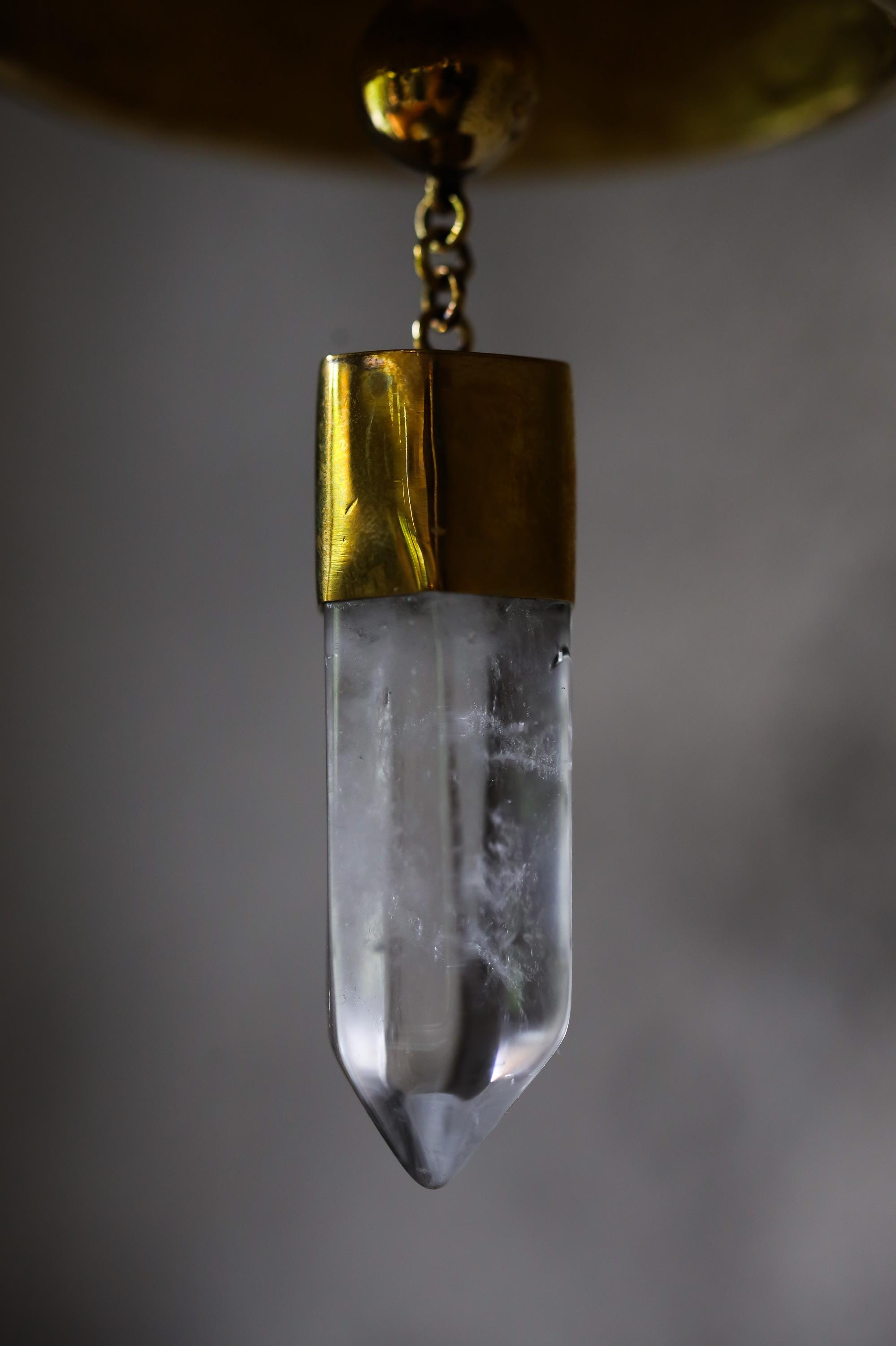Crystal-Accented Hindu Prayer Bell, Bronze with 18k Gold Plating, Clear Quartz Amplifier, Spiritual Décor, Meditation Bell, Christmas tree