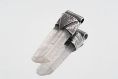 Clear Lemurian Quartz Point Pendant, Oxidized Hammered Sterling Silver, Stackable Crystal Necklace, Crown Chakra, Unique Gift, NO/25
