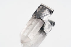 Clear Lemurian Quartz Point Pendant, Oxidized Hammered Sterling Silver, Stackable Crystal Necklace, Crown Chakra, Unique Gift, NO/21