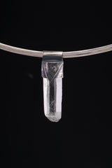 Clear Lemurian Quartz Point Pendant, Oxidized Hammered Sterling Silver, Stackable Crystal Necklace, Crown Chakra, Unique Gift, NO/26