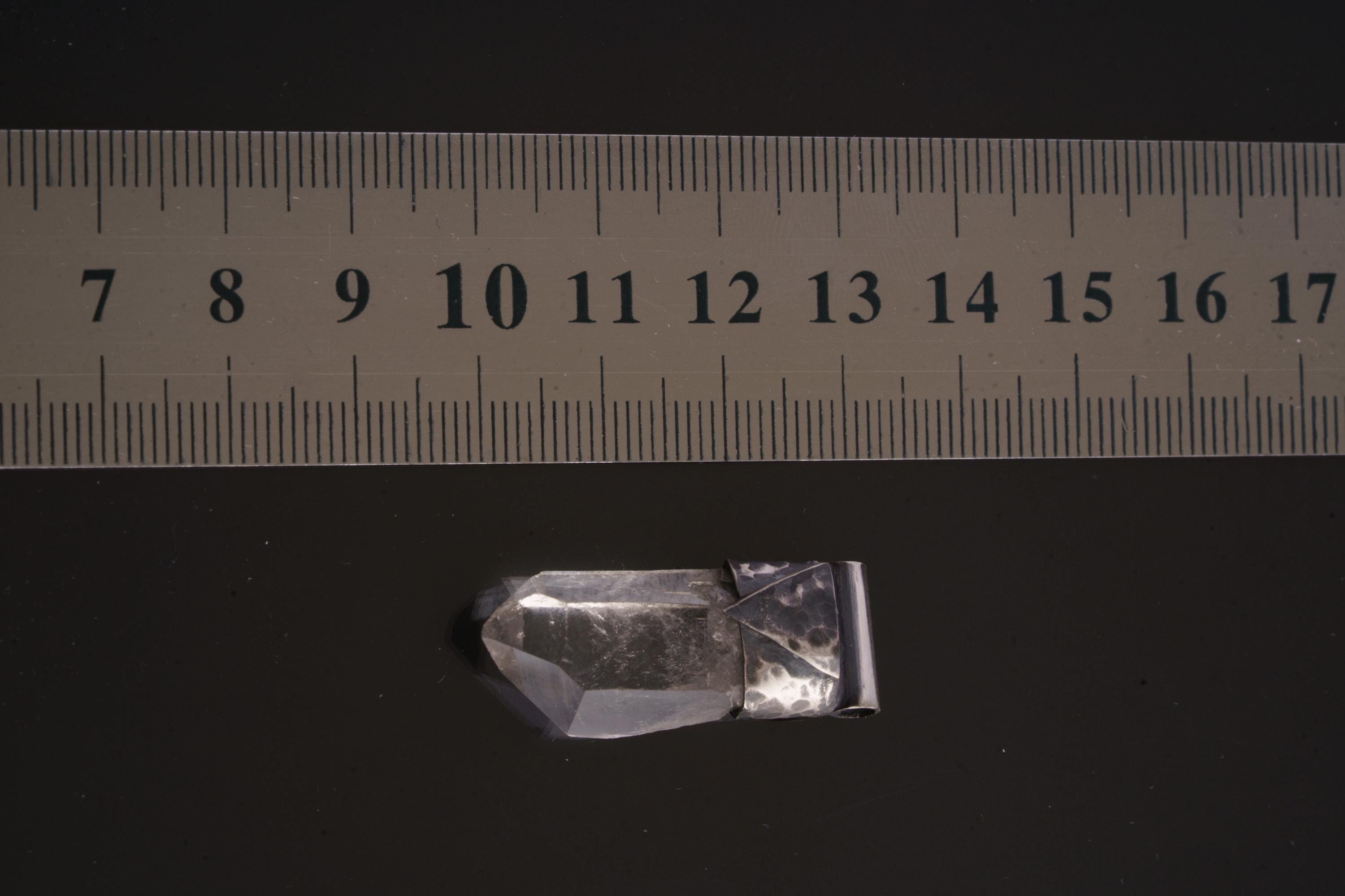 Clear Lemurian Quartz Point Pendant, Oxidized Hammered Sterling Silver, Stackable Crystal Necklace, Crown Chakra, Unique Gift, NO/08