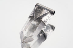Lemurian Quartz Point Pendant: Oxidized Sterling Silver, Crown Chakra Necklace