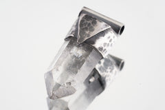 Clear Lemurian Quartz Point Pendant, Oxidized Hammered Sterling Silver, Stackable Crystal Necklace, Crown Chakra, Unique Gift, NO/03
