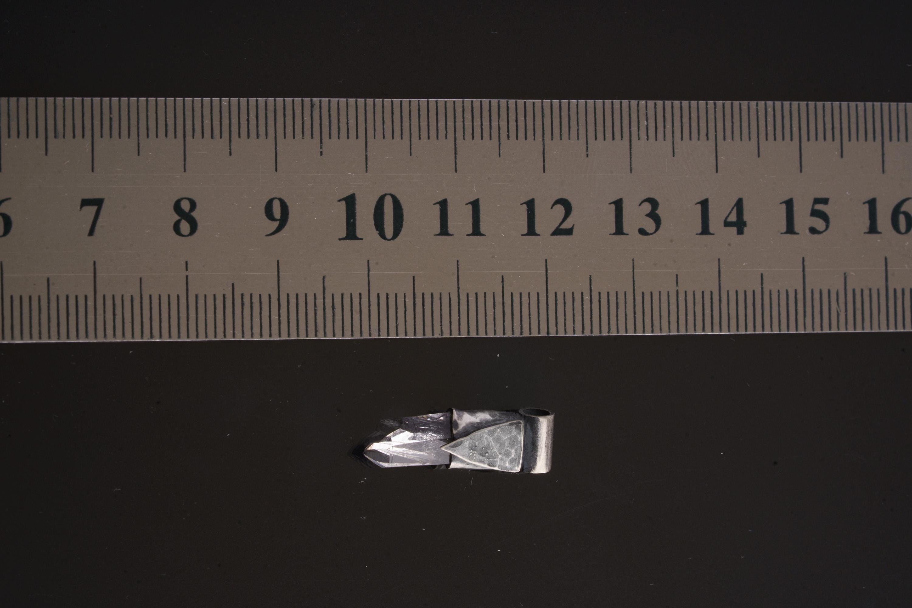 Clear Lemurian Quartz Point Pendant, Oxidized Hammered Sterling Silver, Stackable Crystal Necklace, Crown Chakra, Unique Gift, NO/15
