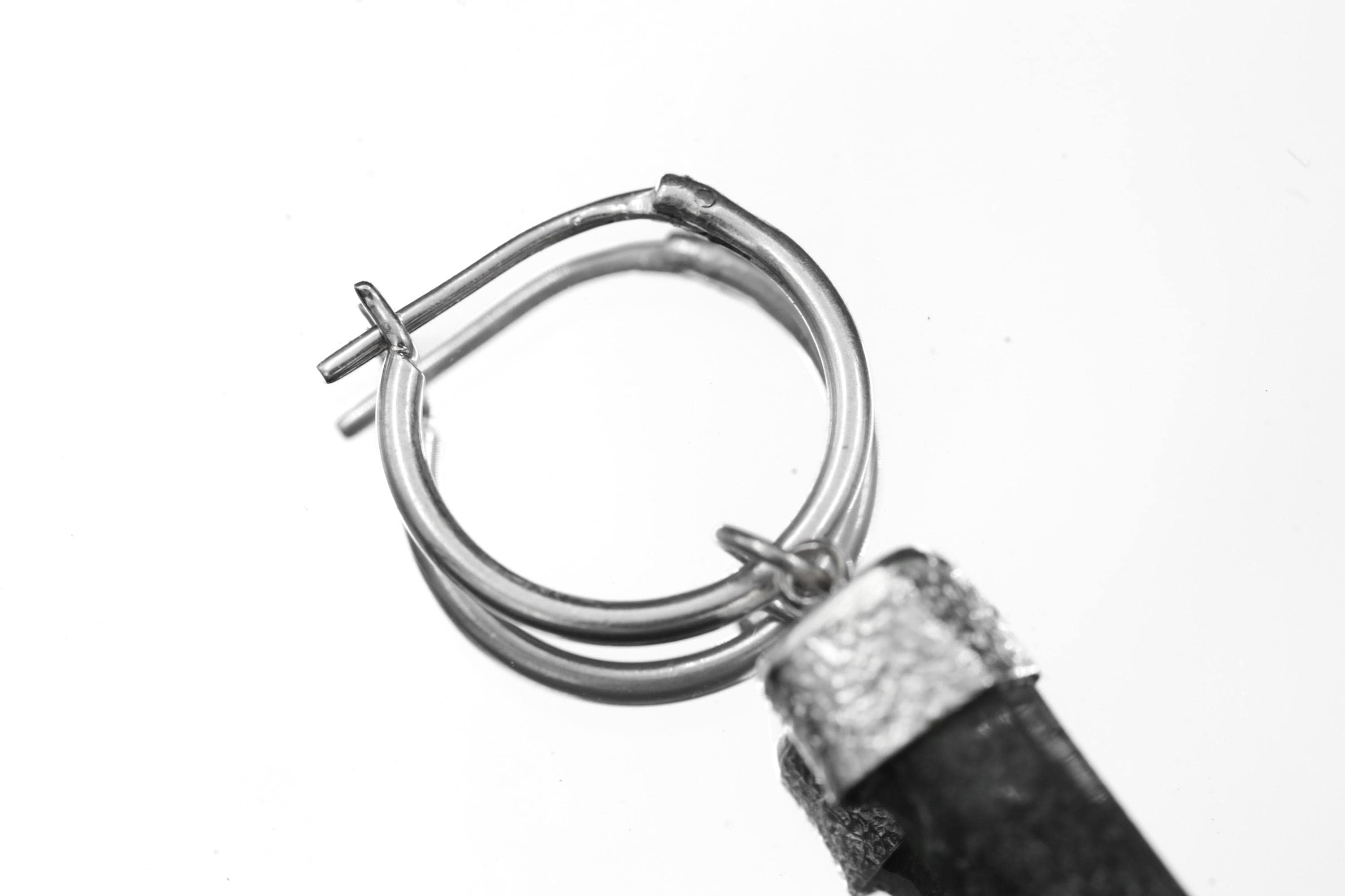Himalayan Chlorite Quartz Single Hoop Earring 925 Sterling Silver Sand Textured Heart Crown Chakra Gift