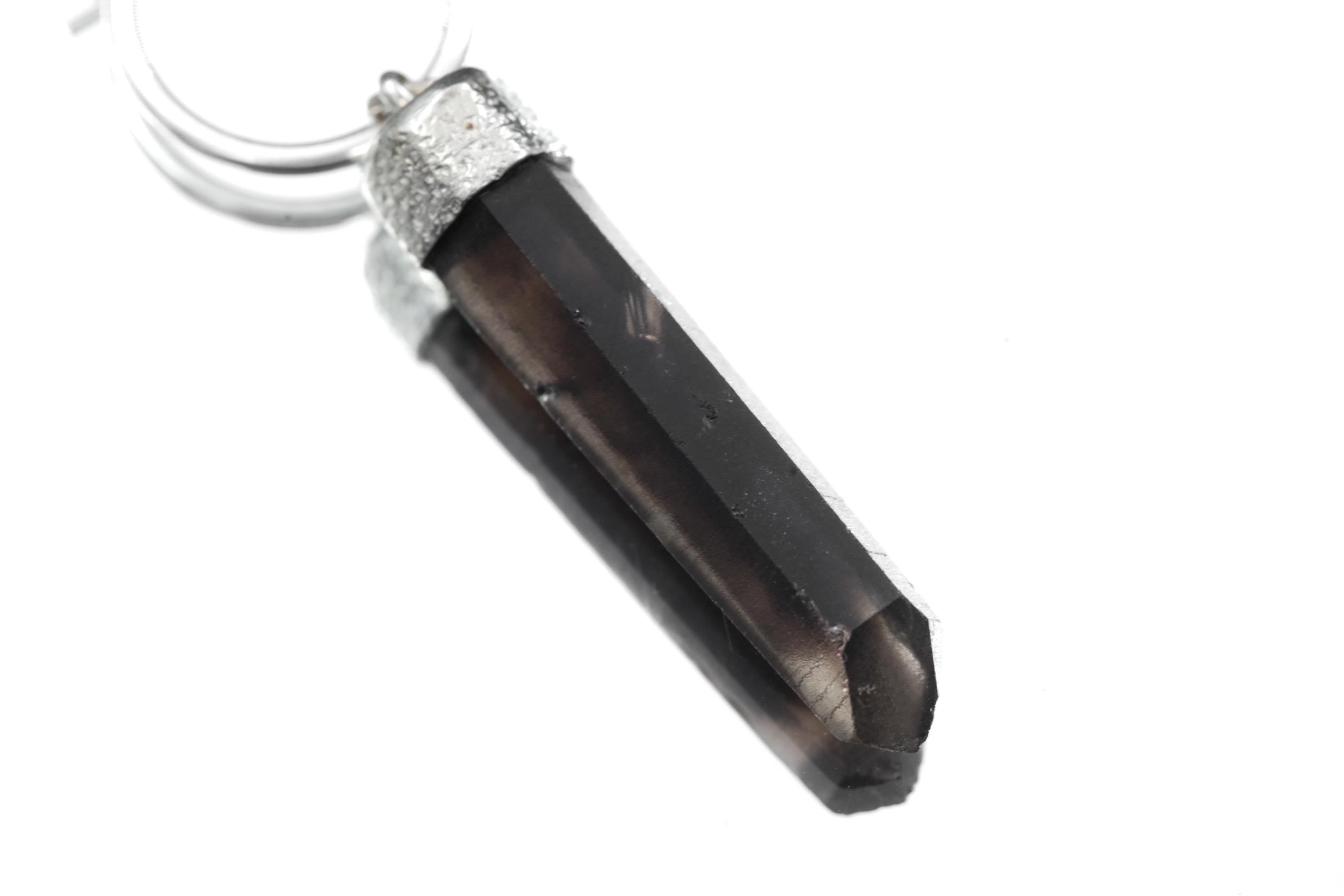 Smoky Citrine Phantom Hoop Earring: Sterling Silver Chakra Jewelry
