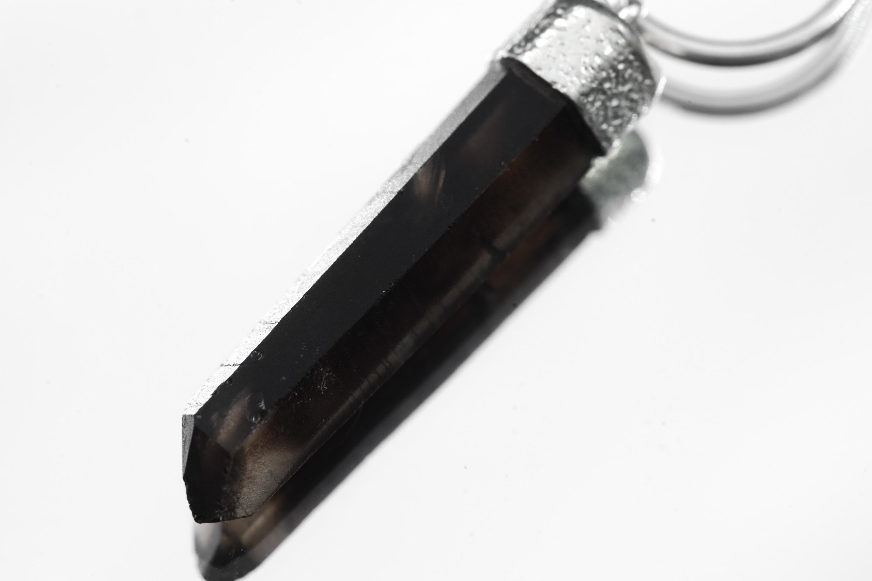 Single Australian Smoky Citrine Phantom Hoop Earring Sterling Silver Textured & Shiny Finish, Root and Solar Plexus Chakra Unique Gift NO/01